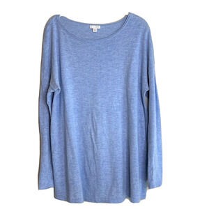 J Jill Womens Sweater Medium Long Sleeve Blue Round Neck Lightweight